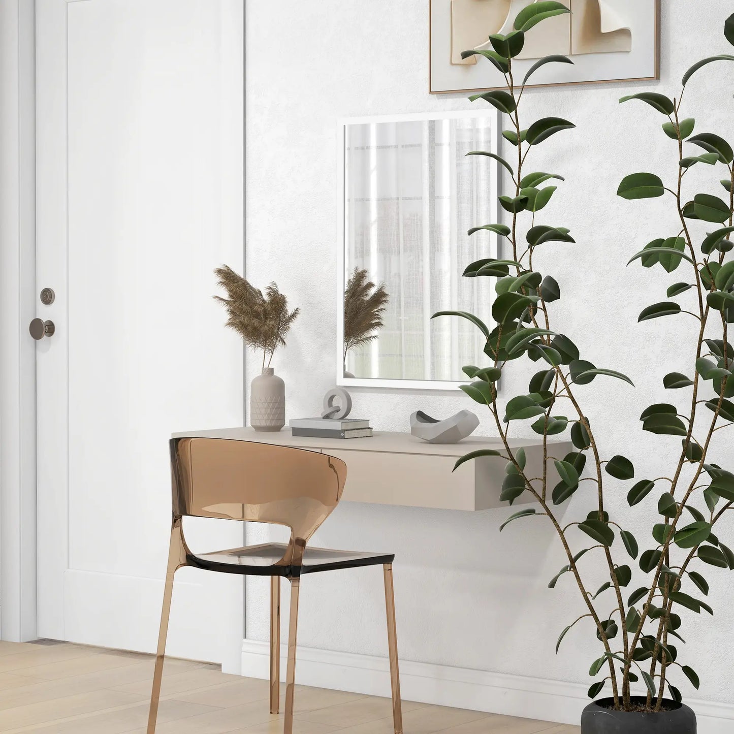 20" x 28" White Bathroom Mirror, Rectangular Wall Mirror for Living Room, White