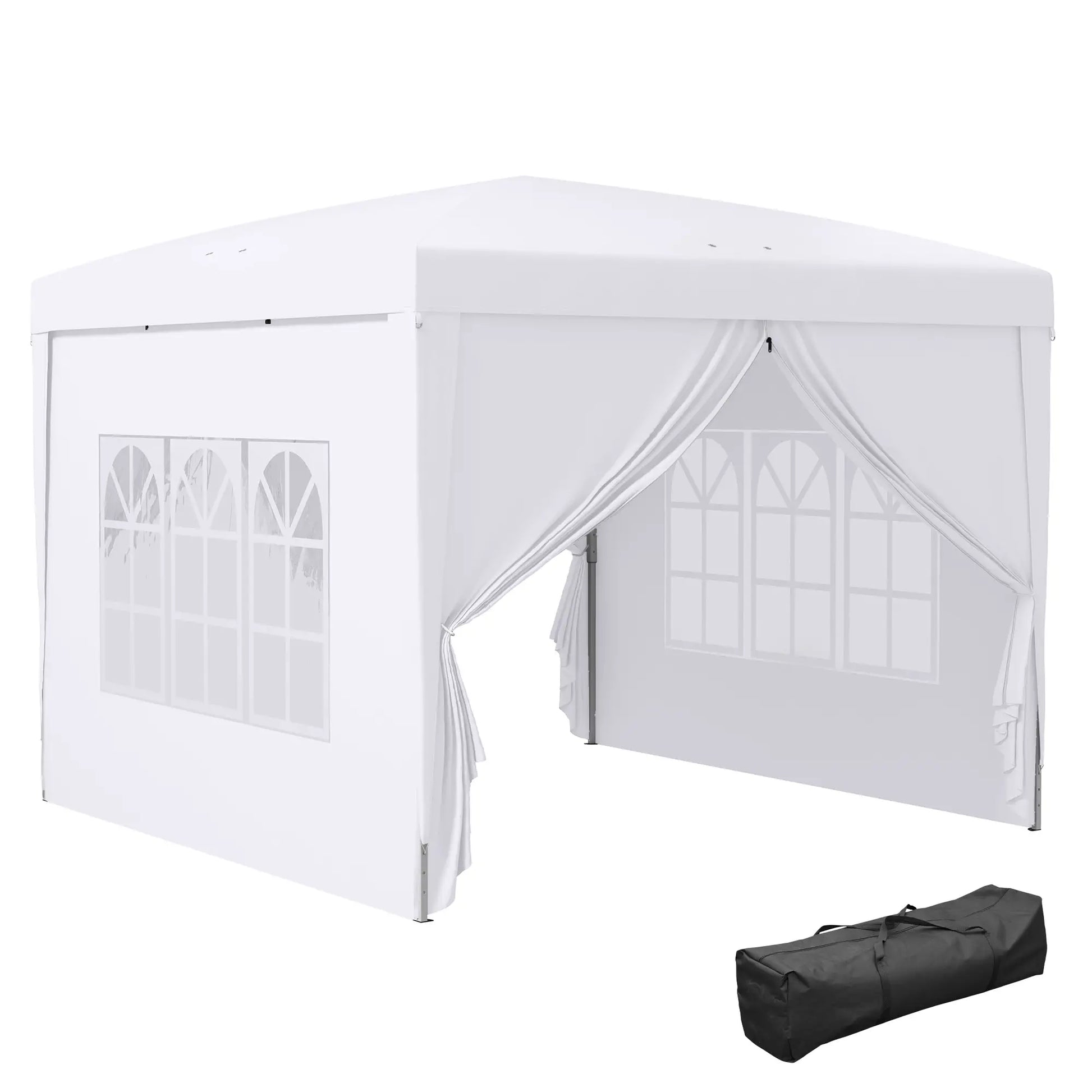 9.7' x 9.7' Outdoor Pop Up Tent, Wedding Gazebo Canopy, White Pop Up Canopies White at Gallery Canada