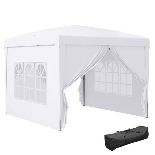 9.7' x 9.7' Outdoor Pop Up Tent, Wedding Gazebo Canopy, White Pop Up Canopies White at Gallery Canada