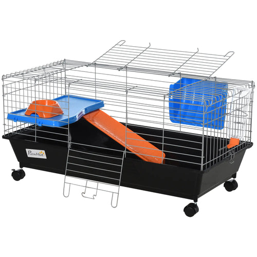 Small Animal Cage, Rolling Bunny Cage, Guinea Pig, Black