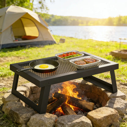 22" x 12" Folding Campfire Grill, Heavy Duty Carbon Steel, Black Charcoal BBQ Grils at Gallery Canada