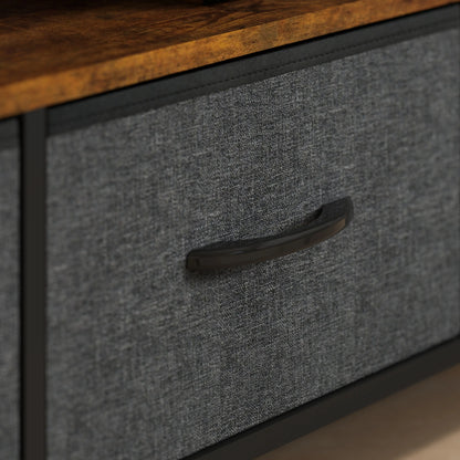 TV Stand with Charging Station, 3 Foldable Drawers, 55 Inch, Rustic Brown TV Stands at Gallery Canada