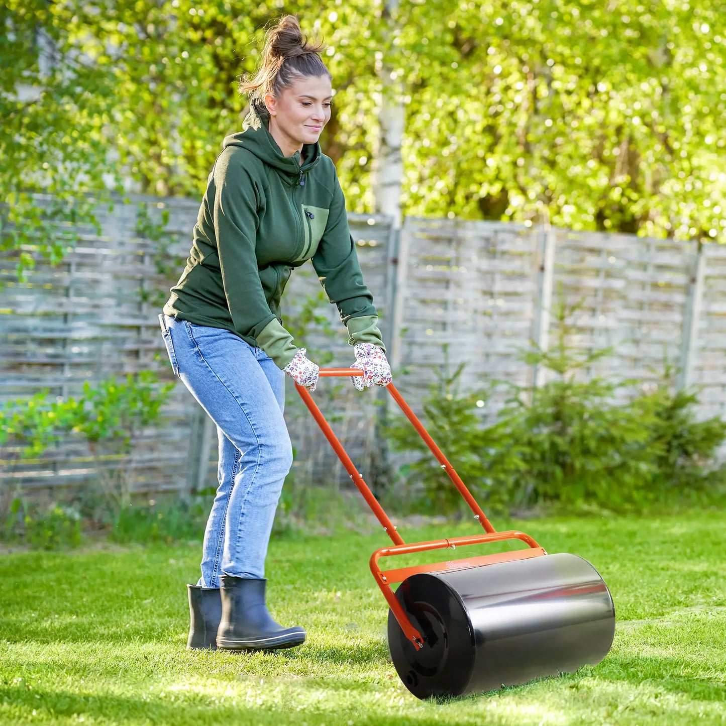Heavy Duty Lawn Roller, 20" Push Tow Sod Roller, Grass Flattener, Red Lawn Rollers at Gallery Canada