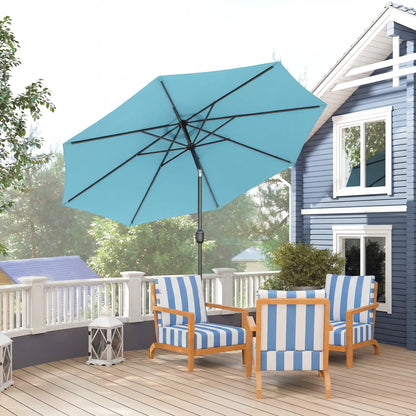 10' x 8' Round Market Umbrella, Crank Handle, Tilt, Sky Blue Sun Umbrellas at Gallery Canada