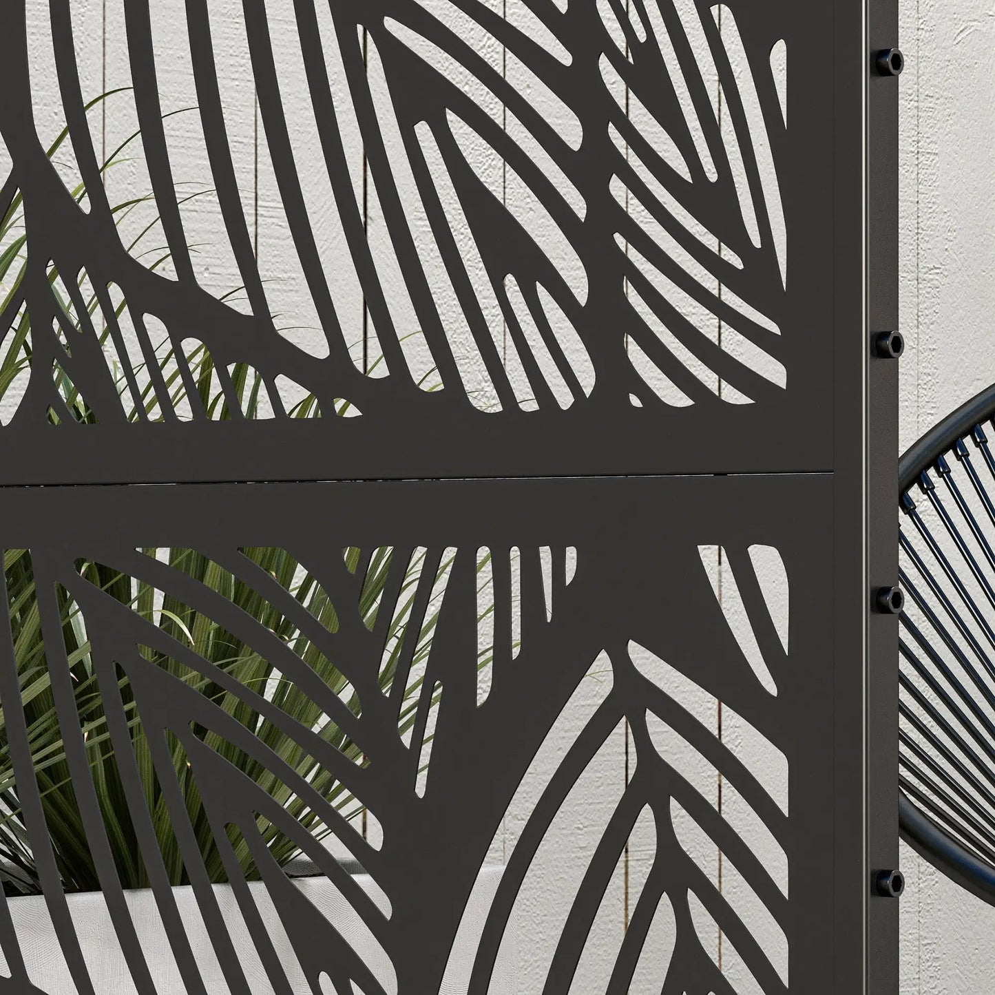 6.5FT Metal Privacy Screen, Leaf Style, Black Side Awnings at Gallery Canada