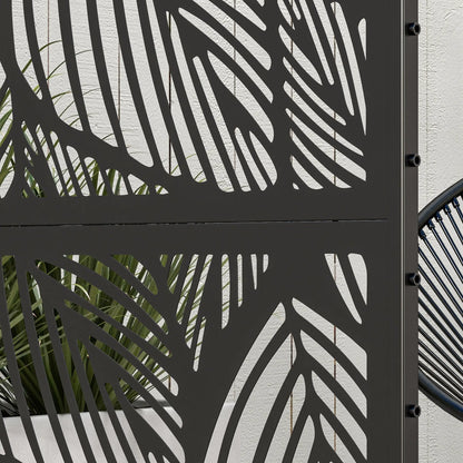 6.5FT Metal Privacy Screen, Leaf Style, Black Side Awnings at Gallery Canada