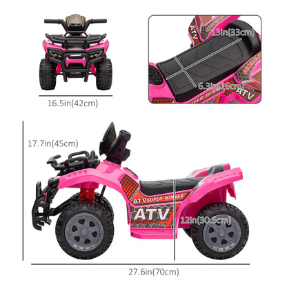 6V Kids ATV Quad, 4 Wheeler Electric Ride-On Car, Ages 18-36 Months, Pink Electric Toy Cars at Gallery Canada