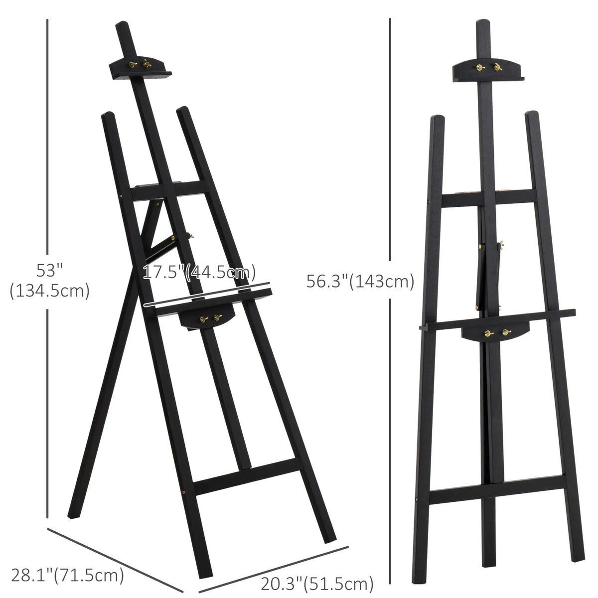55" Pine Wood Painting Easel Stand, Adjustable Folding Art Easel, Black Dress Form & Mannequins at Gallery Canada
