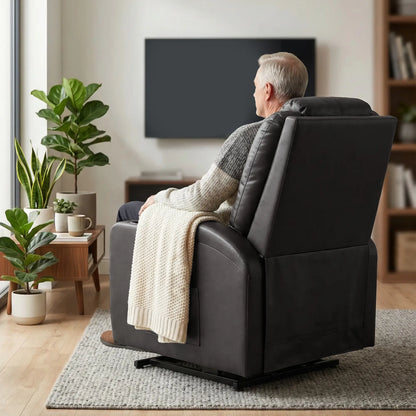 Power Lift Recliner Chair for Elderly, PU Leather, Black Electric Power Lift Chairs at Gallery Canada