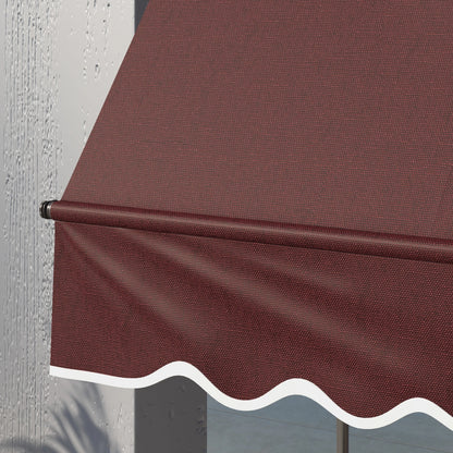 10' x 3' Manual Retractable Awning, Freestanding, UV Resistant, Wine Red Window Awnings at Gallery Canada