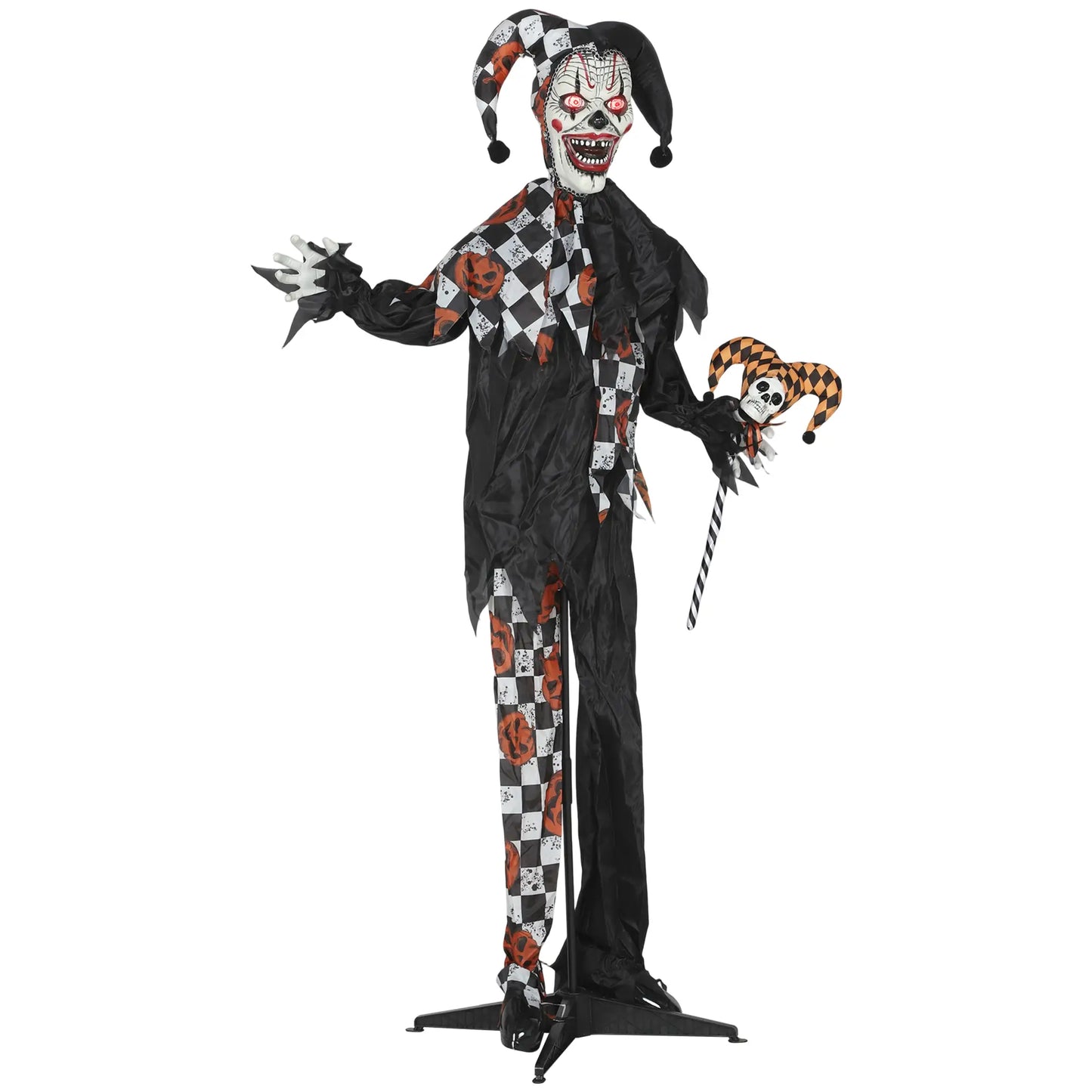 Life Size Animated Clown, Red Light Up Eyes, Sound Activated Decorations, Red Halloween Decorations Black, Orange at Gallery Canada
