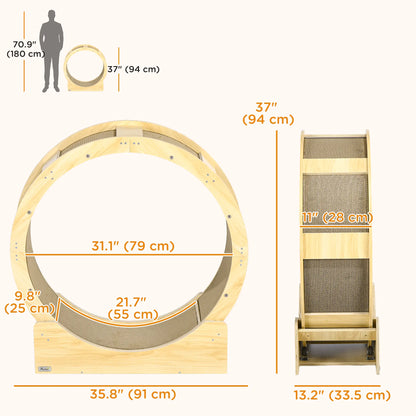 36" Cat Wheel, Indoor, Brake, Scratching Pads, Oak Cat Trees at Gallery Canada