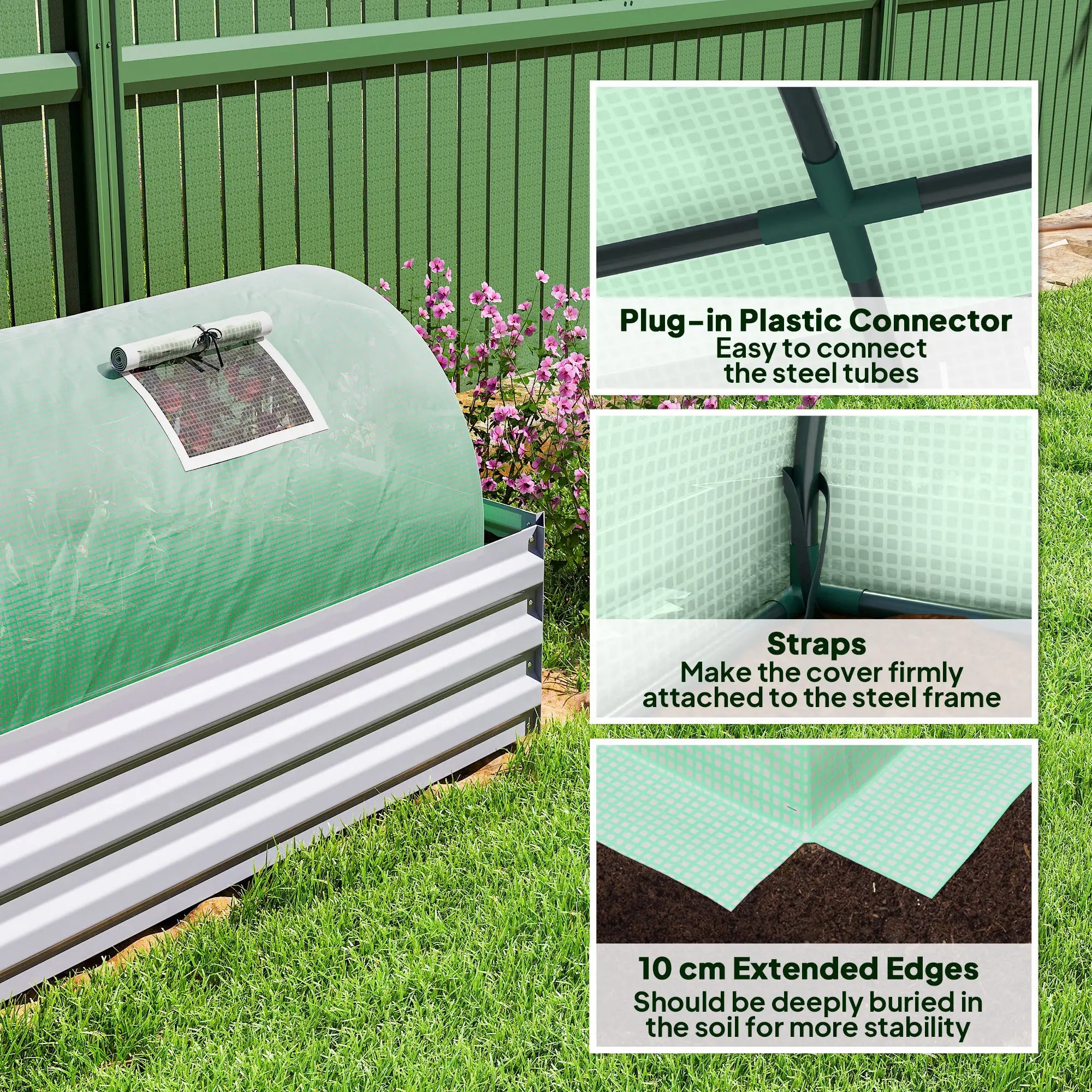 Portable Mini Greenhouse, 10' x 3' x 2', Steel Frame, 5 Mesh Windows, Green Mini Greenhouses at Gallery Canada