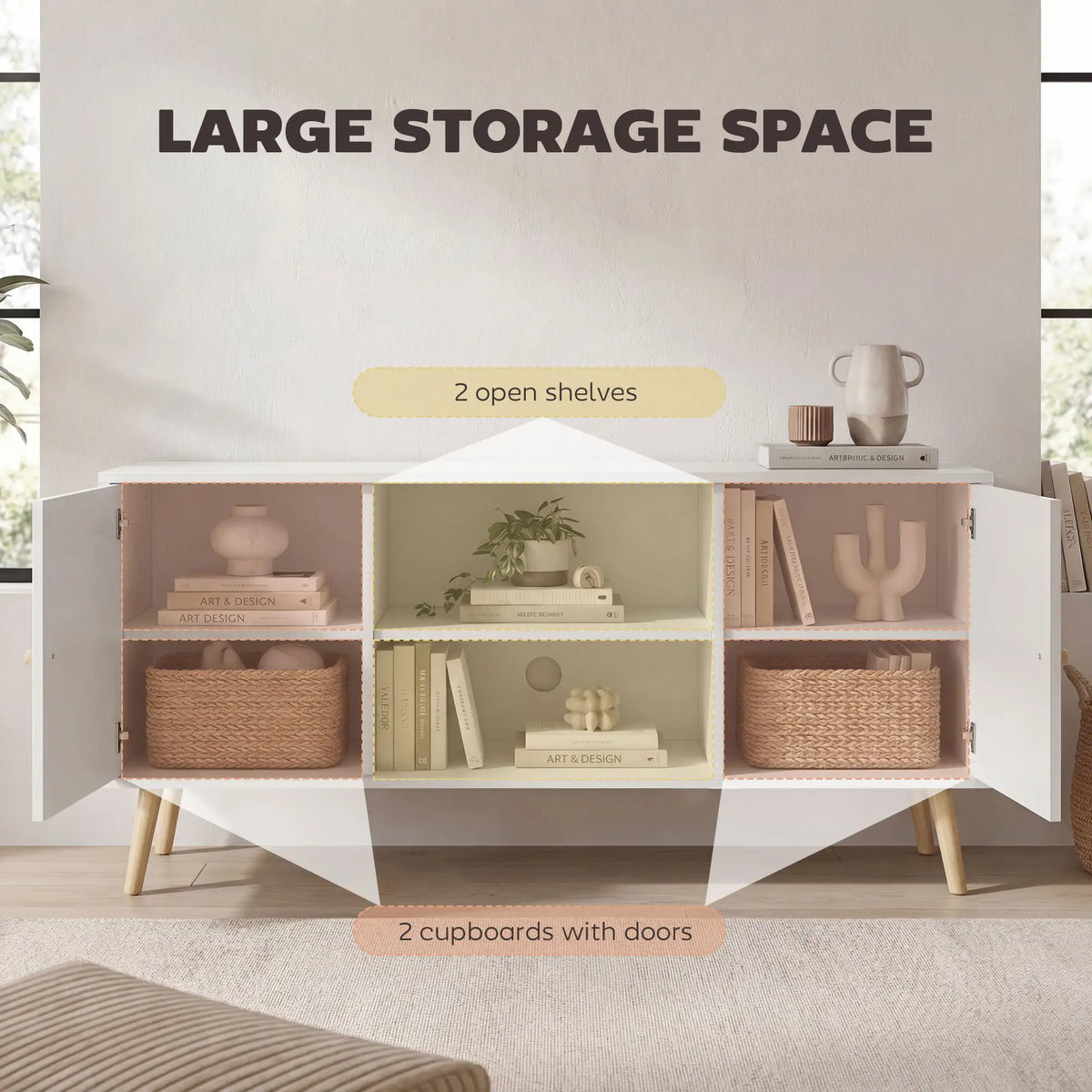 TV Stand For TVs Up To 55 Inches, With Storage, White TV Stands at Gallery Canada