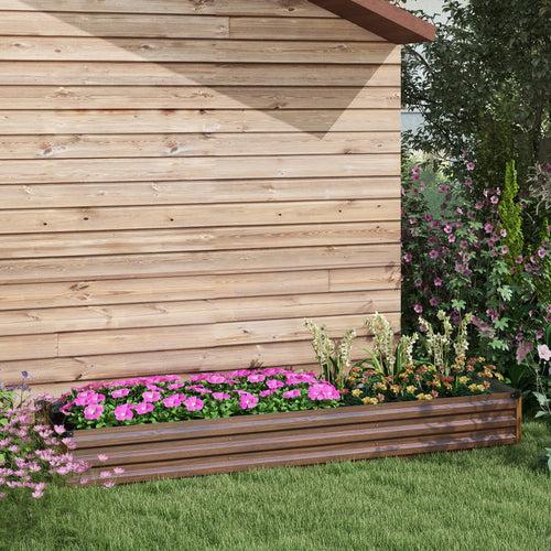 8'x2'x1' Galvanized Raised Bed, Elevated Planter Box, Dark Brown