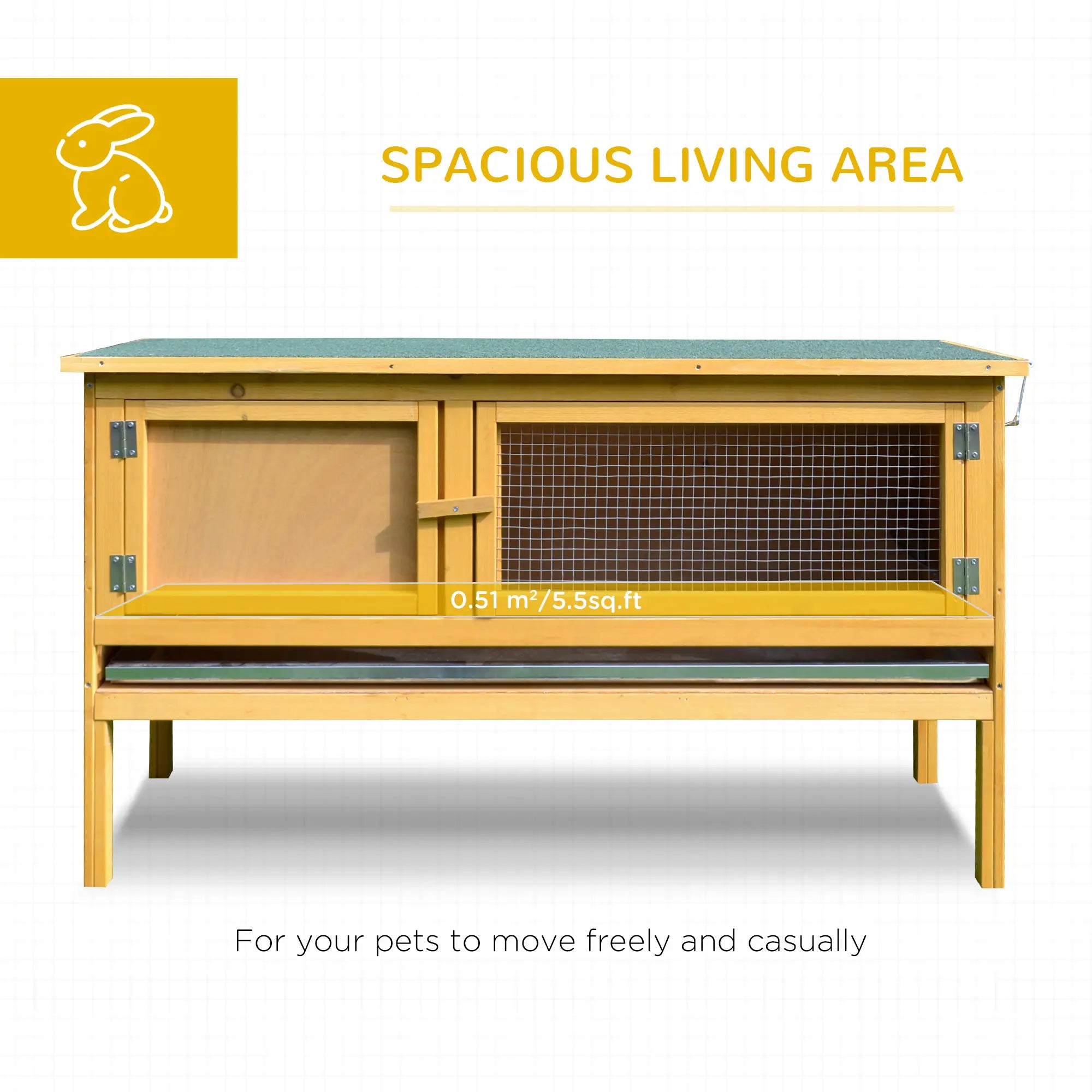 Wooden Rabbit Hutch, Indoor Outdoor Bunny Cage, Slide-Out Tray, Openable Roof Rabbit Hutch at Gallery Canada