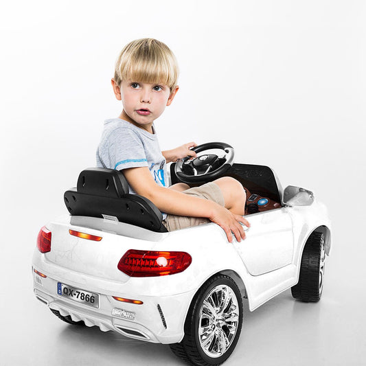 6 V Kids Ride on Car w/ RC + LED Lights + MP3, White - Gallery Canada