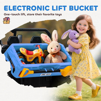 12V Ride on Car, Electric Bucket, Two-Seater, Blue Electric Toy Cars at Gallery Canada