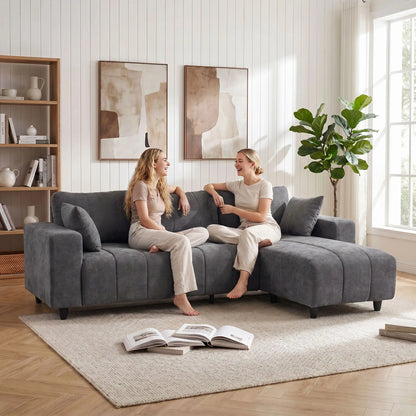 L-Shaped 3-Seater Sectional Sofa With Chaise, Spring Cushion, Grey L Shaped Couchs at Gallery Canada