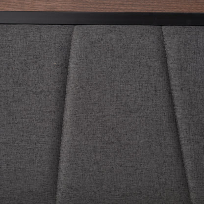 Queen Size Bed Frame, Upholstered Headboard, Storage Shelf, Walnut Bedroom Furniture at Gallery Canada