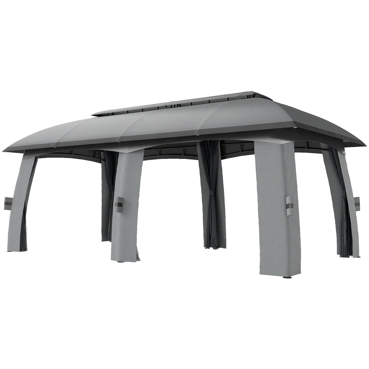 10' x 20' Outdoor Gazebo, Garden Canopy Shelter with Netting, Dark Grey Gazebos at Gallery Canada