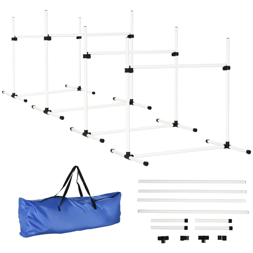 Set of 4 Dog Agility Training Jump Bars, Adjustable, White