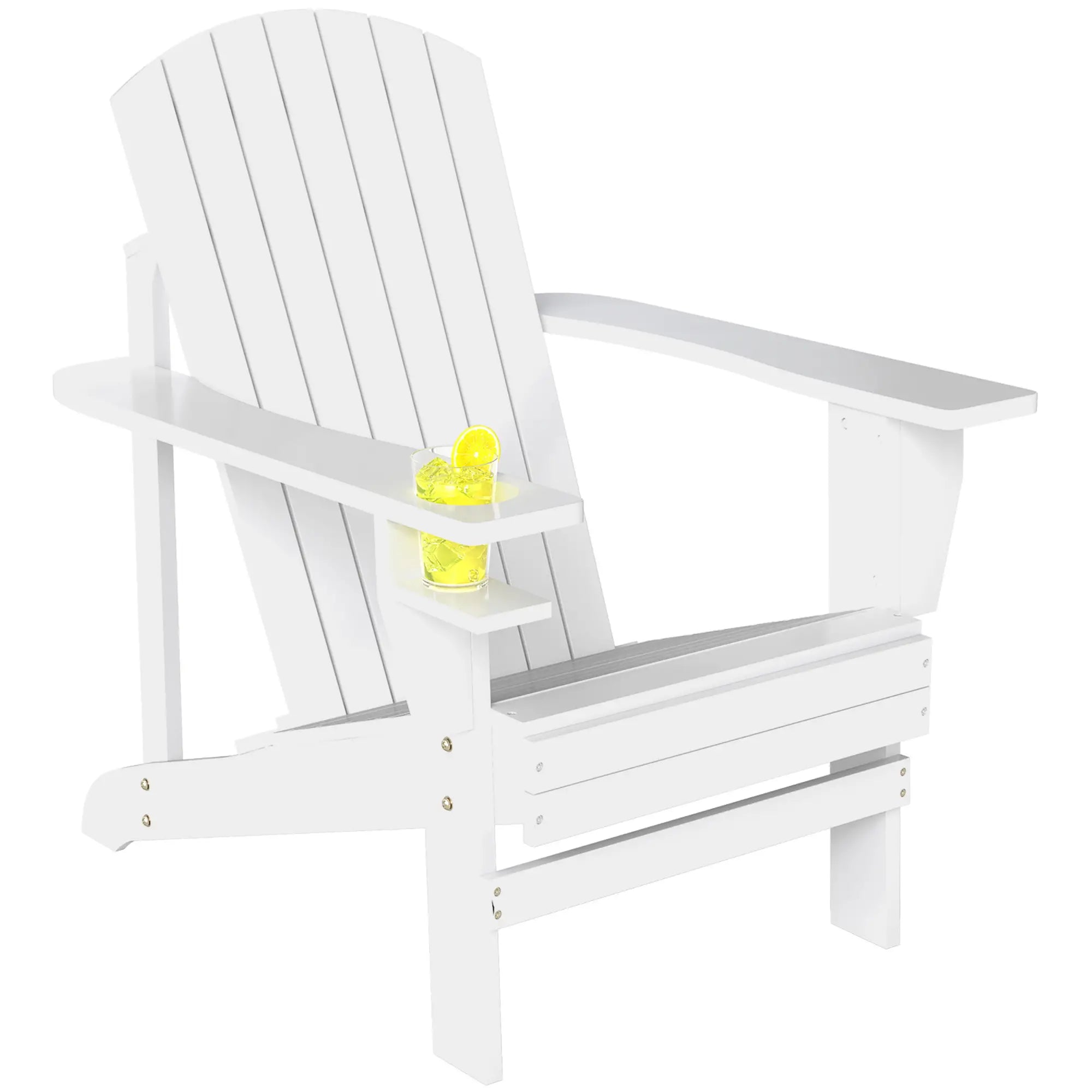 Classic Adirondack Chair, Garden Deck Chair with Cup Holder, White Patio Chairs at Gallery Canada