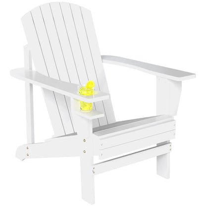 Classic Adirondack Chair, Garden Deck Chair with Cup Holder, White Patio Chairs at Gallery Canada