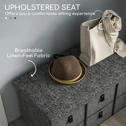 Shoe Bench with Seat, 6 Fabric Drawers, Charcoal Grey Shoe Storage Cabinets & Racks at Gallery Canada