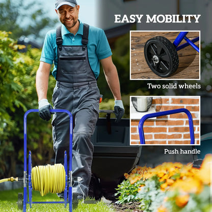 98 ft 5/8" Hose Reel Cart, Garden Water Hose Carts with Wheels, Blue Garden Accessories at Gallery Canada