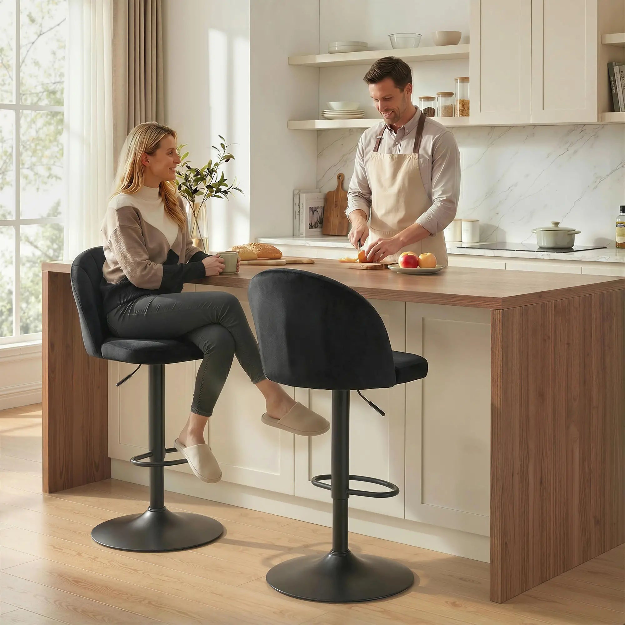 Swivel Counter Height Barstools Set of 2, Black Bar Stools at Gallery Canada