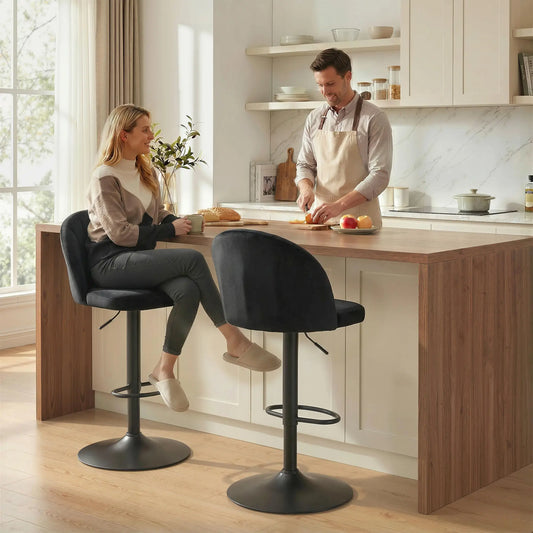 Swivel Counter Height Barstools Set of 2, Black Bar Stools Black at Gallery Canada