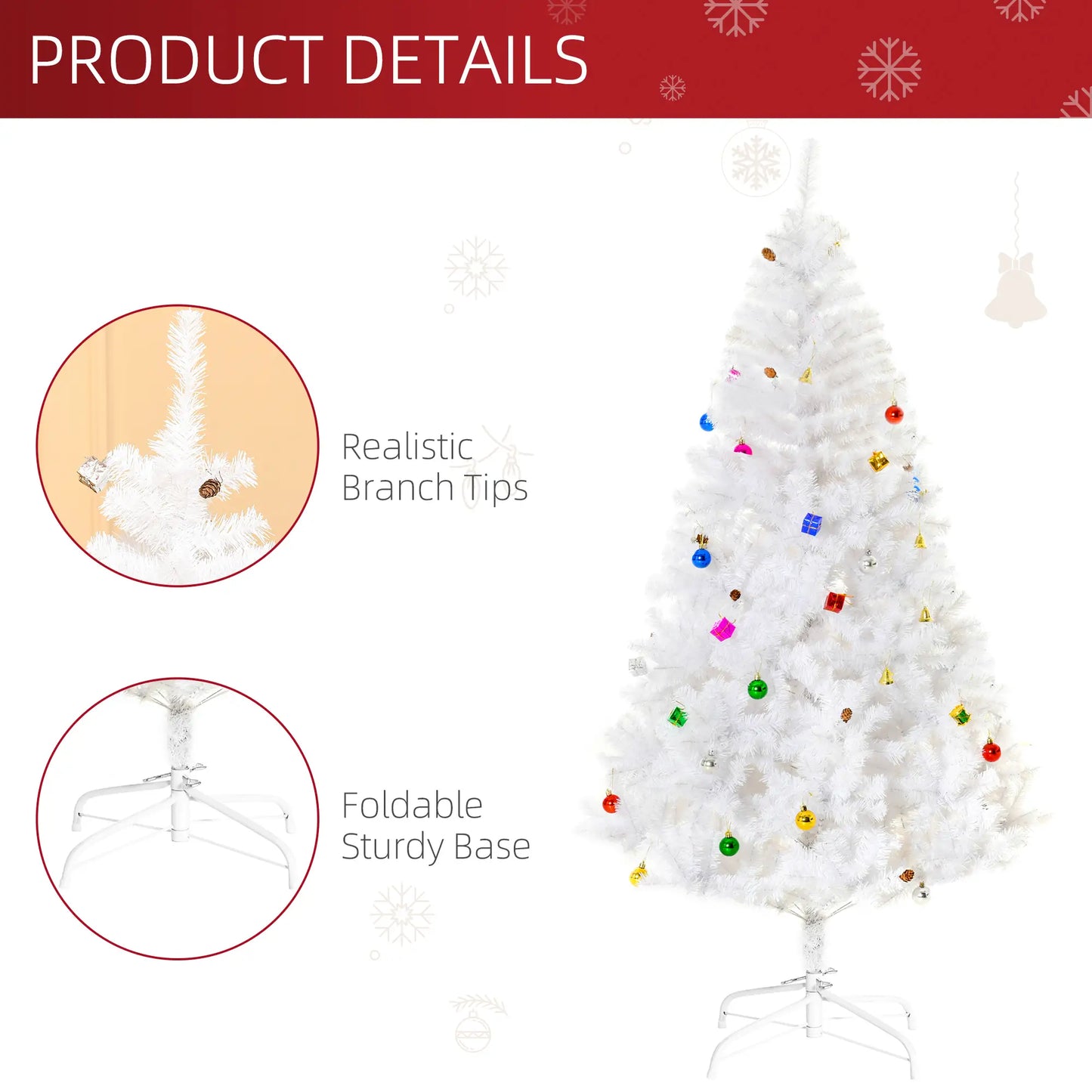 5.9ft Artificial Christmas Tree, Holiday Decor, White White Christmas Trees at Gallery Canada