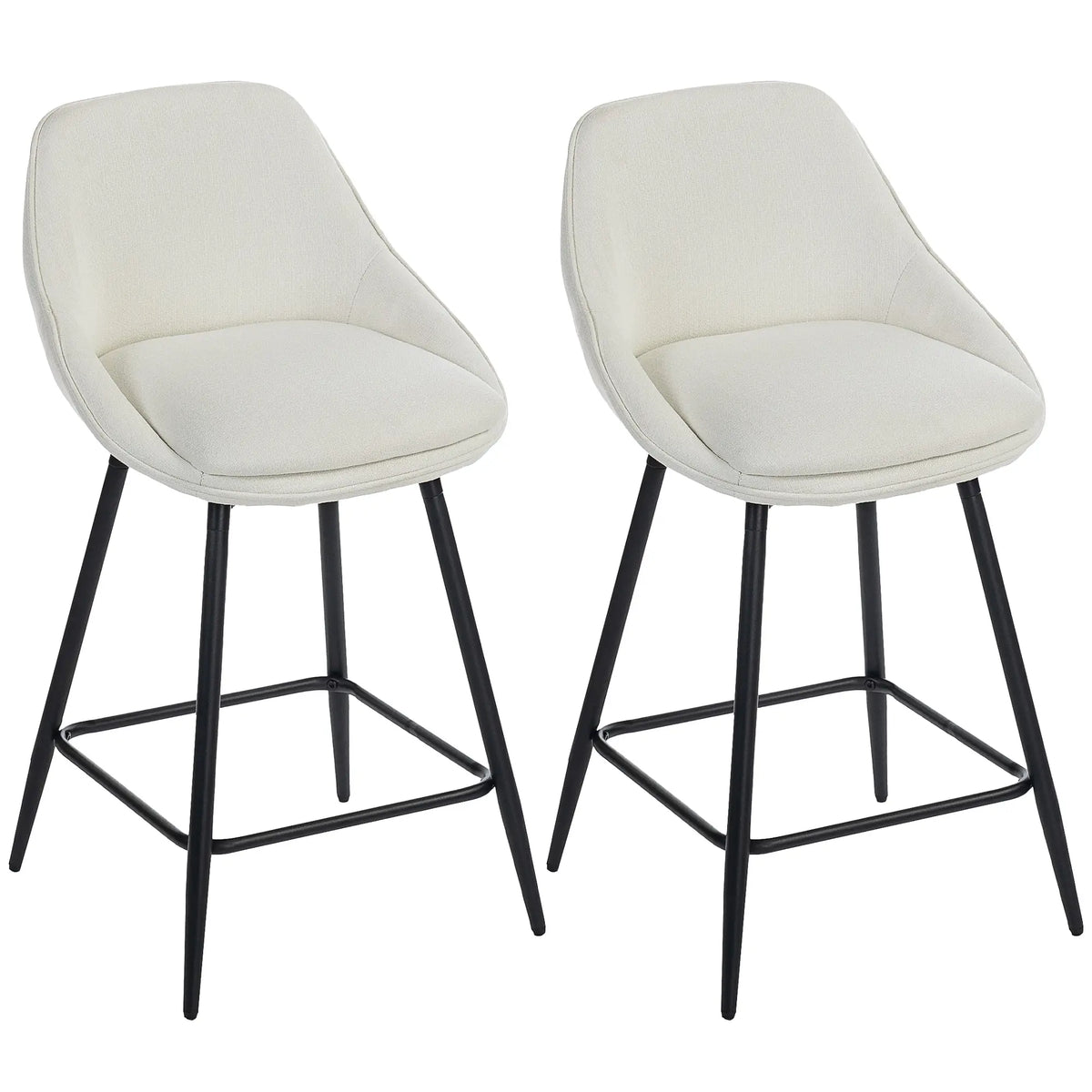 26 Inch Counter Height Barstools Set of 2, Upholstered Swivel, Cream White Bar Stools Cream at Gallery Canada