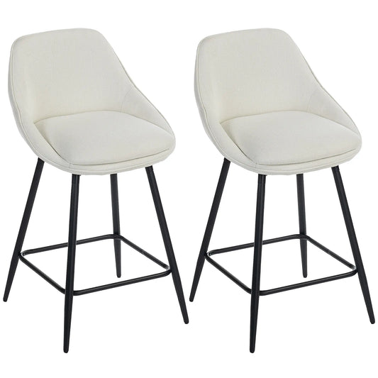 26 Inch Counter Height Barstools Set of 2, Upholstered Swivel, Cream White Bar Stools Cream at Gallery Canada