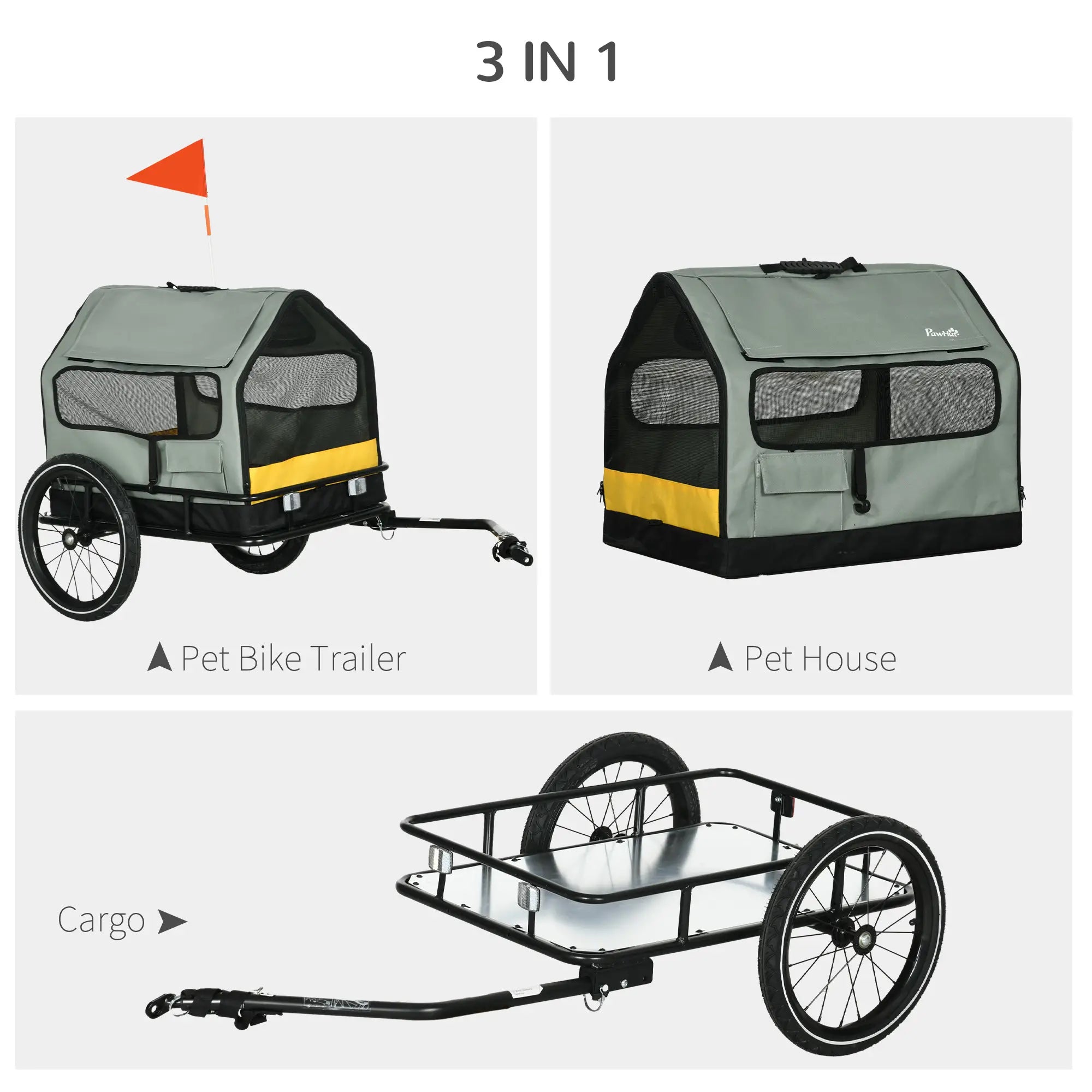 3 in 1 Dog Bike Trailer, Pet Cargo with Safety Leash, Hitch Dog Bike Trailers & Strollers at Gallery Canada