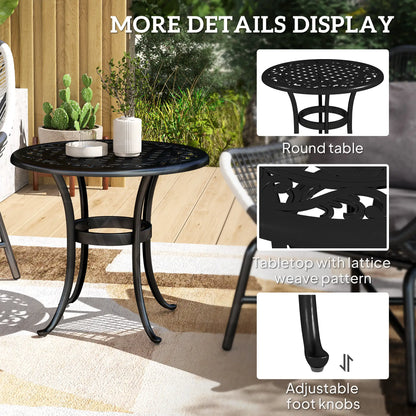 23.6" Round Outdoor Side Table, Cast Aluminum Frame, Black Patio Side Tables at Gallery Canada