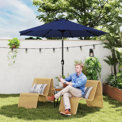 9ft Solar Patio Umbrella, 24 LED Lights, Tilt Canopy, Navy Blue Sun Umbrellas at Gallery Canada
