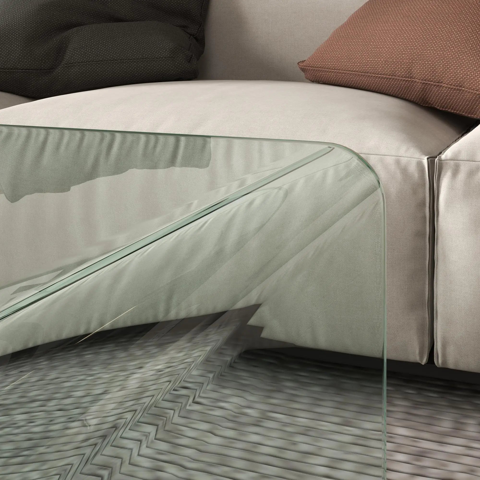 Clear Glass Coffee Table, Modern Rectangle Living Room Center Table, Safe Rounded Edges Coffee Tables at Gallery Canada