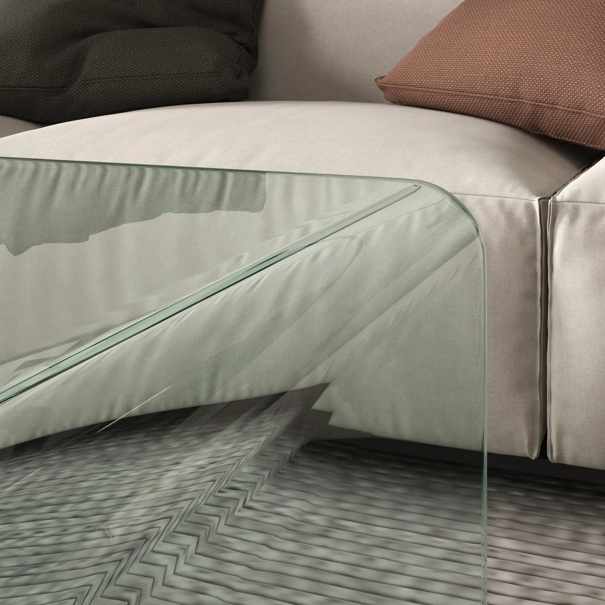 Clear Glass Coffee Table, Modern Rectangle Living Room Center Table, Safe Rounded Edges Coffee Tables at Gallery Canada