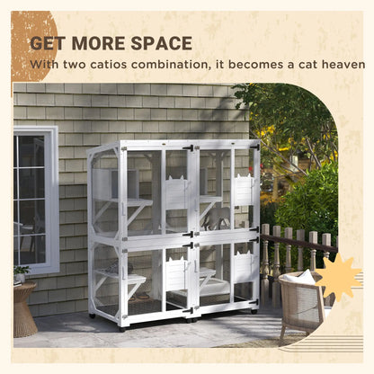 Outdoor Catio, Elevated Design, Wheels, Resting Box, Water-Resistant, White Outdoor Cat Enclosures at Gallery Canada