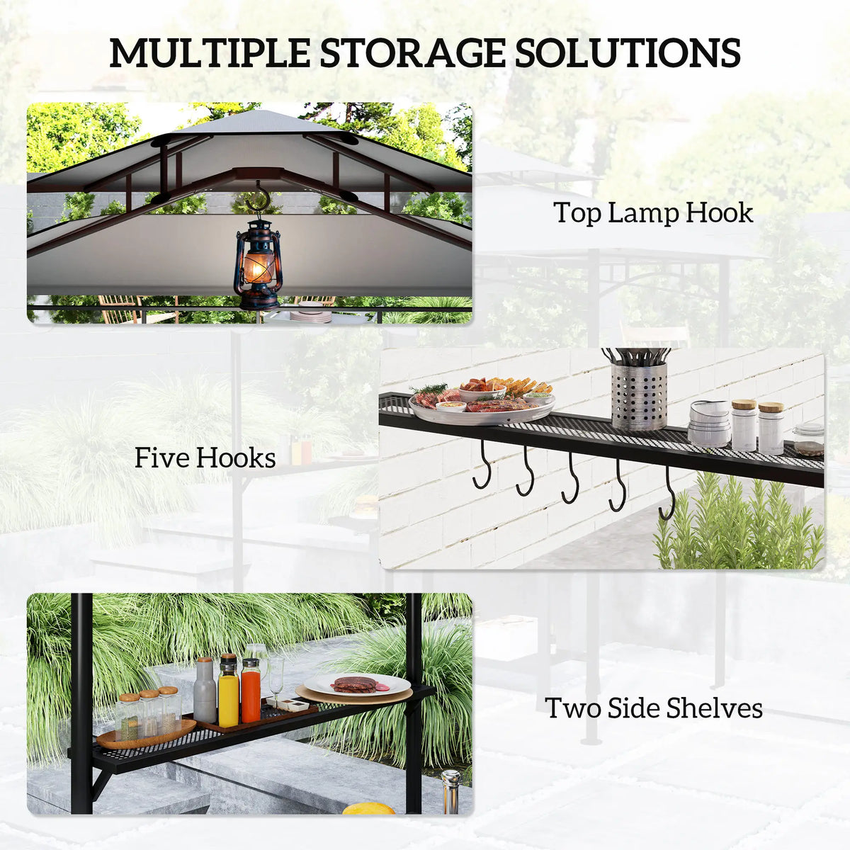 8' x 5' Grill Gazebo, Double Tiered Barbecue Shelter, Dark Grey BBQ Grill Gazebos at Gallery Canada