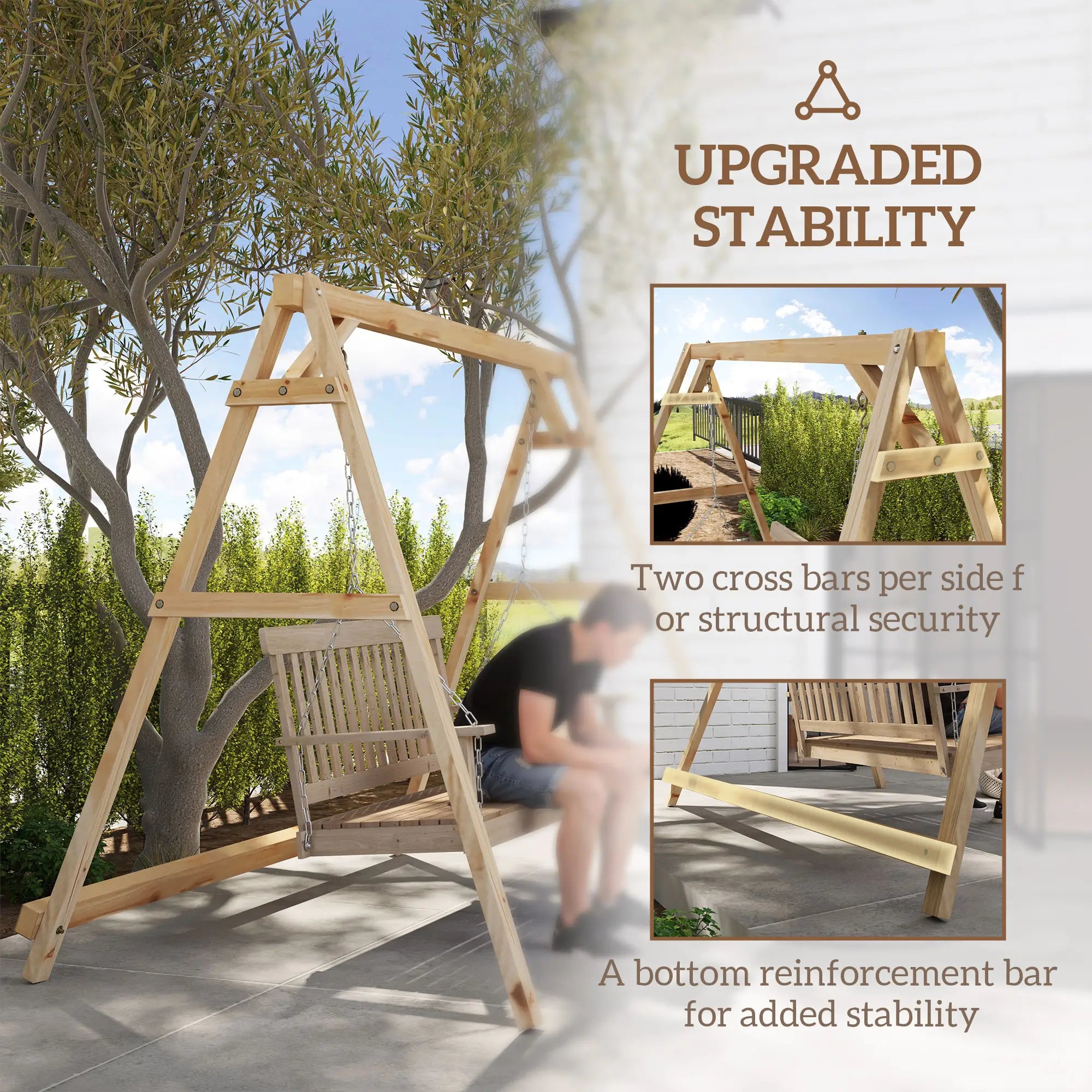 770lbs Porch Swing Frame, Heavy Duty A-Frame Stand, Reinforced Bars Hammock Stands at Gallery Canada