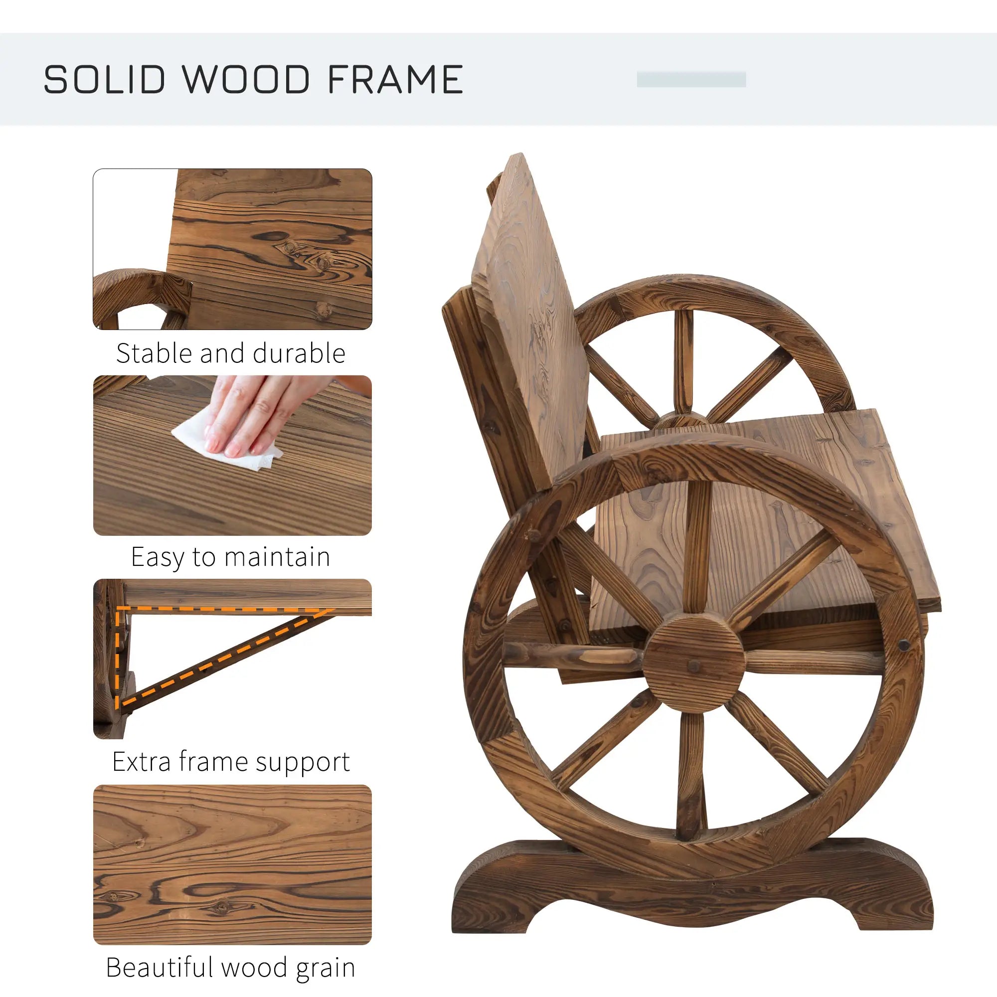 Wooden Wagon Wheel Bench, Rustic 2 Seater, Garden Outdoor Chair Outdoor Benches at Gallery Canada