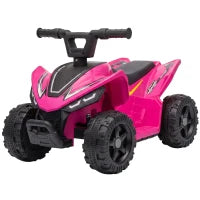 6V Kids ATV, 4 Wheels Quad, Button Control, Rose Red