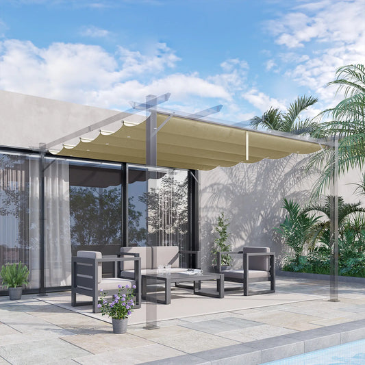 Retractable Pergola Canopy, 10' x 10', Beige Gazebo Canopy Replacement Beige at Gallery Canada