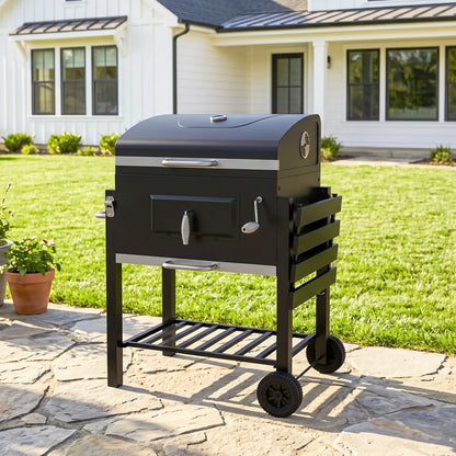 Portable Stainless Steel BBQ Trolley Grill With Wheels, Side Shelf Charcoal BBQ Grils at Gallery Canada