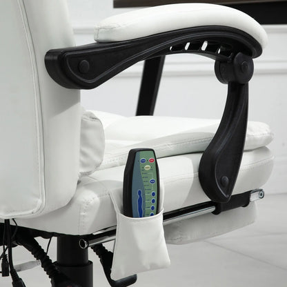 7-Point Vibrating Massage Chair, Reclining Office Chair, Adjustable Height, White Executive & Manager Chairs at Gallery Canada