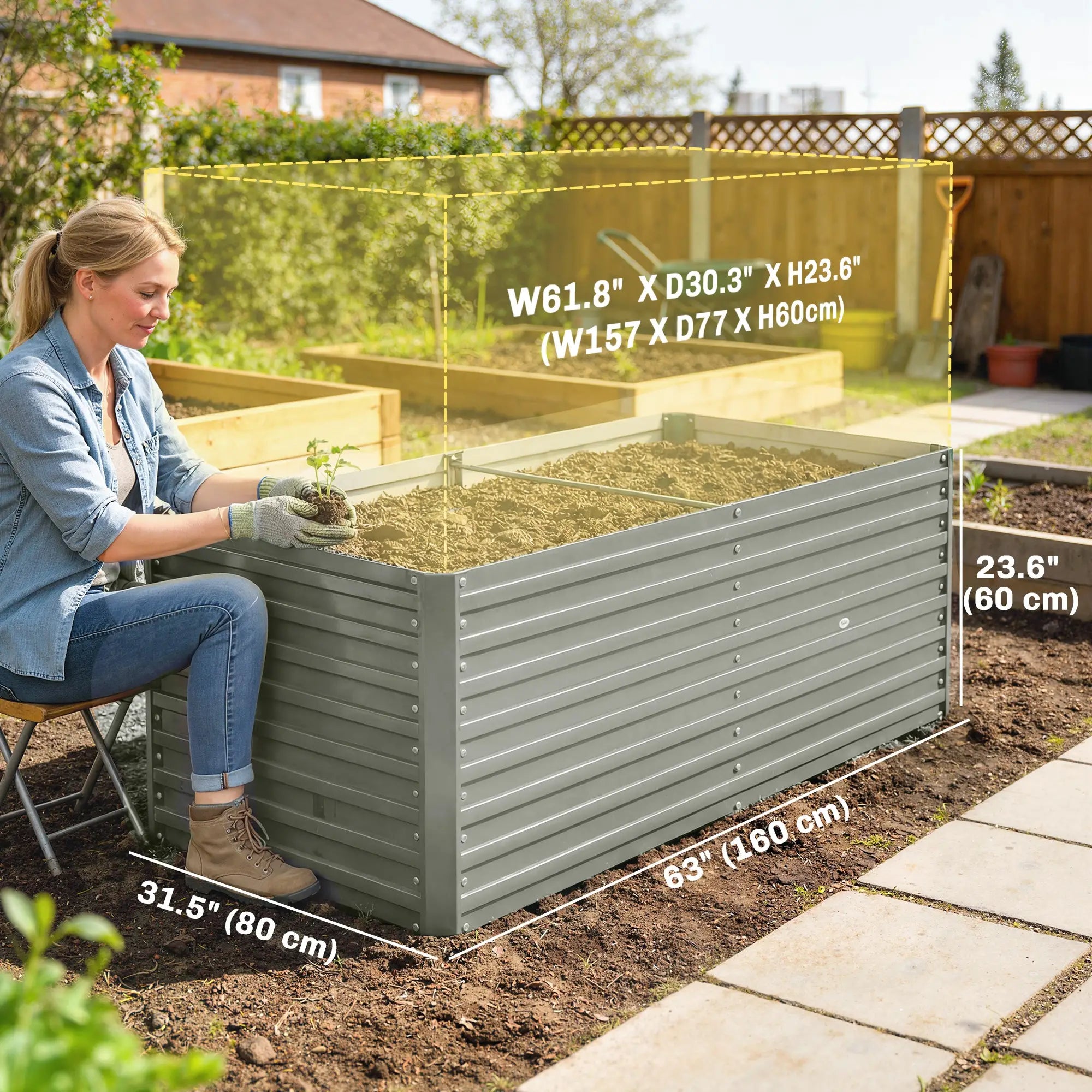 5' x 3' x 2' Galvanized Raised Garden Bed, Light Grey Planter Box, Light Grey Galvanized Planter Boxes at Gallery Canada