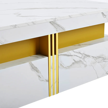 Square Storage Coffee Table, 4 Drawers, MDF, 33.5" L x 33.5" W x 16.5" H, White Coffee Tables at Gallery Canada